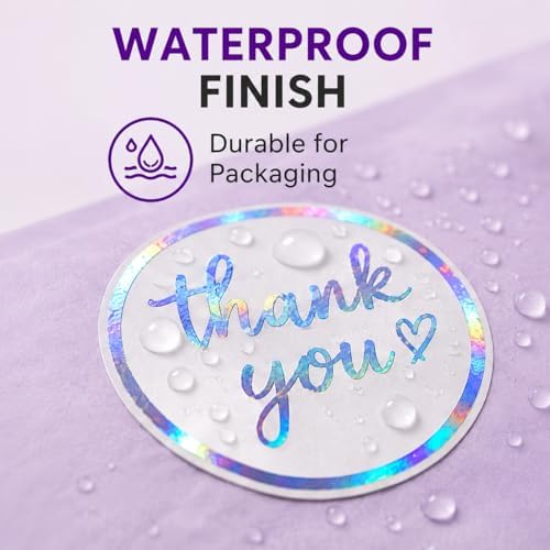 Holographic Thank You Stickers, 500 Count, 1.5 Inch Iridescent Foil