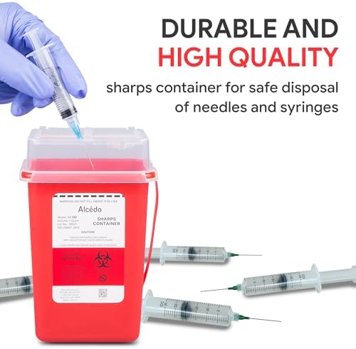 Alcedo Sharps Container 1 Quart (1-Pack) for Home Use & Travel Disposal