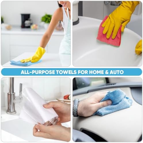 AIDEA Microfiber Cleaning Cloth Roll, Blue Shop Towels 55 Sheets 11×9"