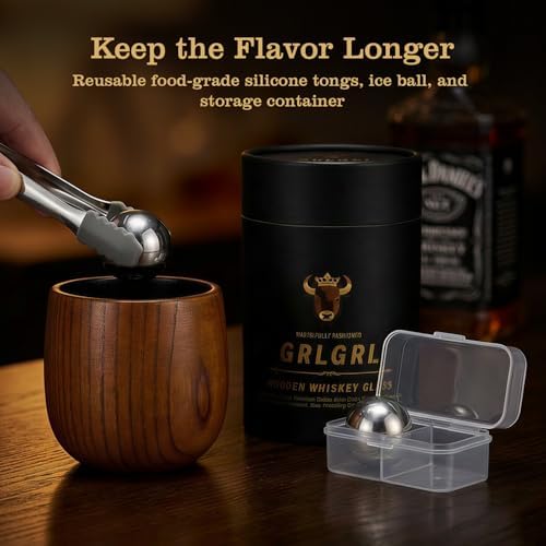 Charred Wooden Whiskey Glasses, Gifts for Men Old Fashion Bourbon Drinking Collins Cup, Gift for Dad, Husband, Brother, Boy Friend or Whiskey Lovers
