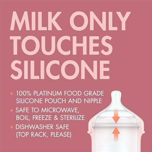 Boon Nursh Silicone Baby Bottles - Pink - 8 Oz - 3 Count