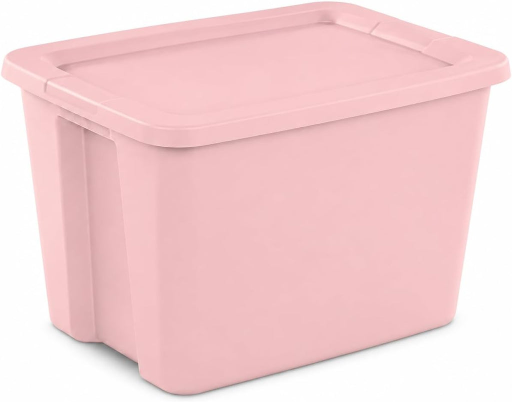 6 Pack 27 Gallon Heavy Duty Storage Bins with Snap Lids, Durable Plastic Storage Totes with Stackable Black Containers & Yellow Latching Covers for Home Garage Moving Organization