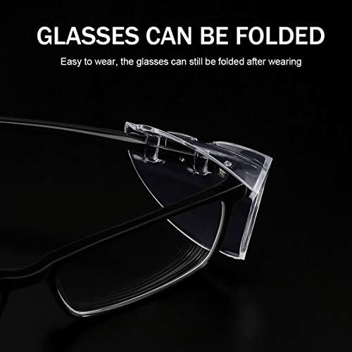 MELASA Safety Glasses Side Shields for Glasses, Slip on Clear Eye Glasses