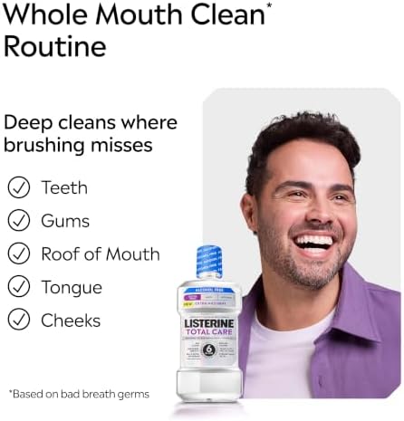 Listerine Extra Mild Alcohol Free Mouthwash, Total Care, 33.8 fl. oz/1L