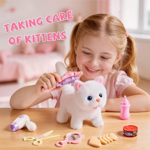Cat Toys for Kids Girls 3 4 5 6 Year old,Electronic Robot Stuffed Cat
