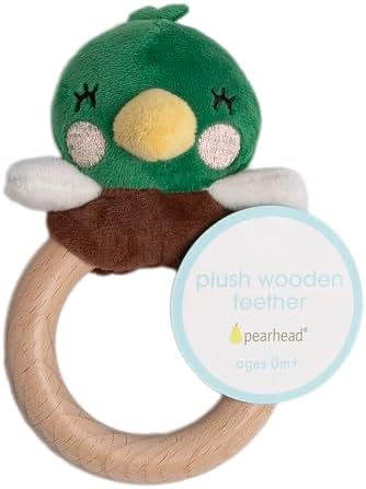 Pearhead Mallard Duck Wooden Baby Teether