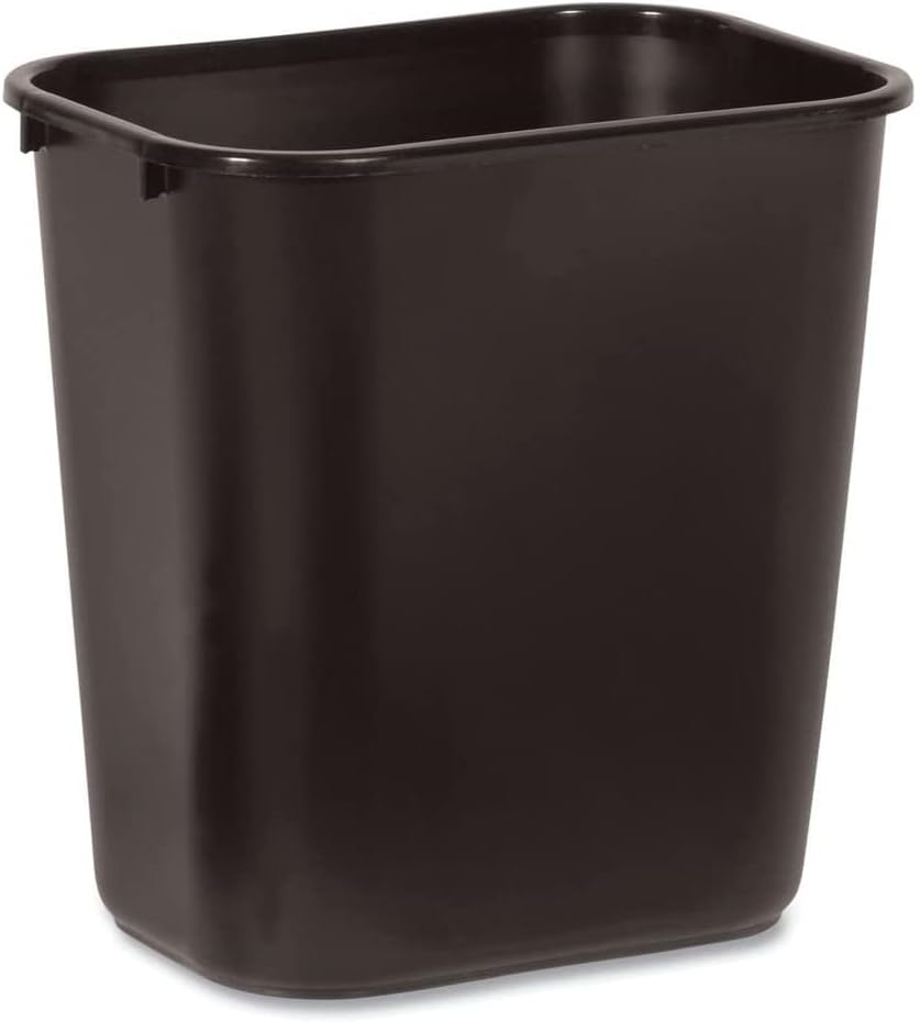 Rubbermaid Commercial 295600BK Deskside Plastic Wastebasket, Rectangular, 7 gal, Black (2)