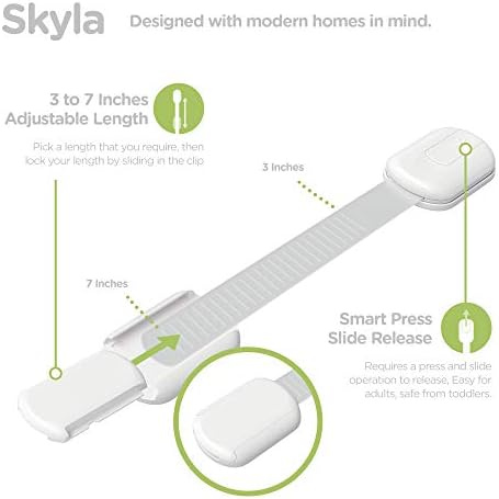 SKYLA HOMES Child Safety Cabinet Locks, White, 2 Pack