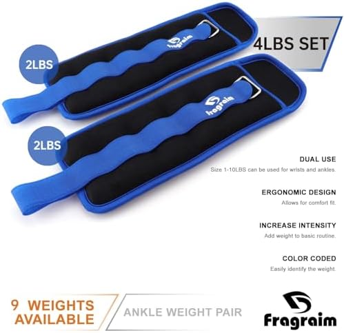 Ankle Weights for Women and Men - 1/2/3/4/6/8/10/12/15/20 LB Pair Options
