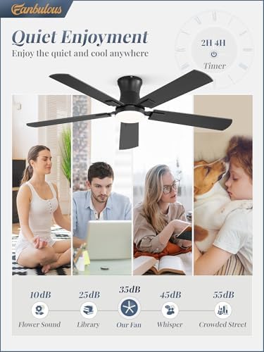 Fanbulous 52 inch Ceiling Fan with Light, Low Profile, App & Remote Control