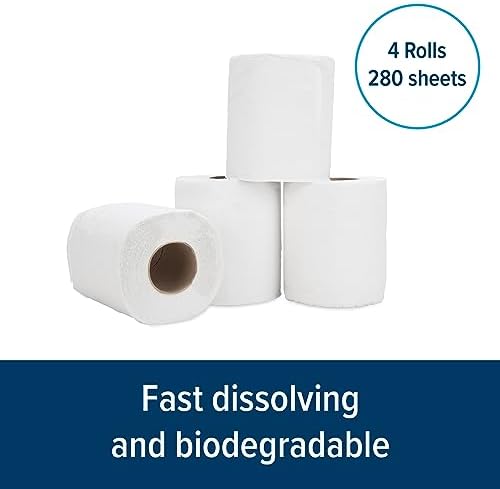 Camco 1-Ply RV Toilet Paper - 4 Rolls - Quick Dissolve & Septic Safe