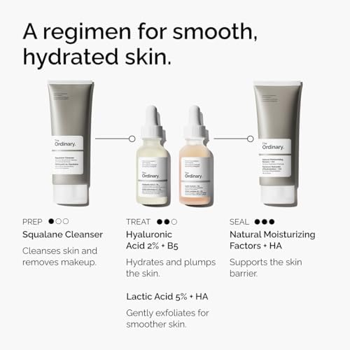 The Ordinary Lactic Acid 5% + Hyaluronic Acid 2%, Gentle Exfoliating Serum for Smoother Skin