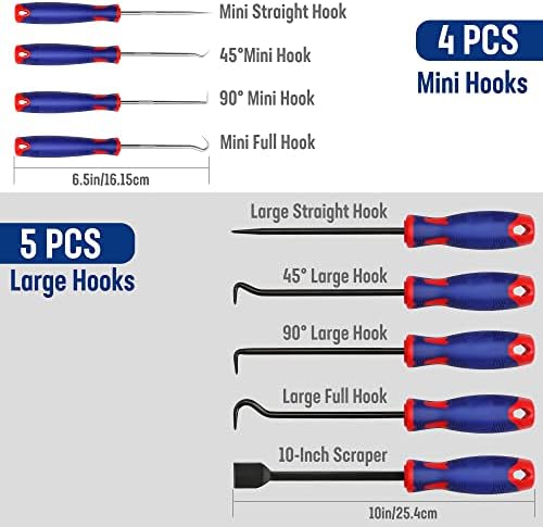 WORKPRO 9PCS Precision Pick & Hook Set with Scraper