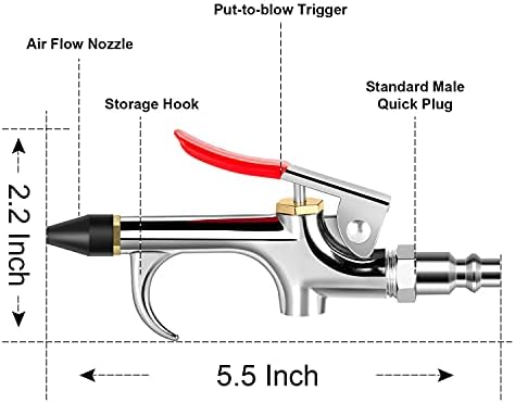 13 Pcs 2-Way Connection Air Nozzle Blow Gun Set, 1/4-Inch NPT Quick Fitting