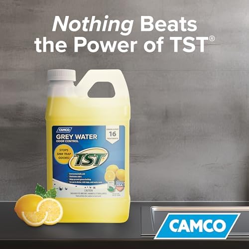 Camco TST RV Grey Water Odor Control - Lemon Scent - 64oz - Made in the USA