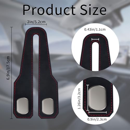 Car Purse Hook, Car Seat Headrest Hooks, Black Leather 2 Pack