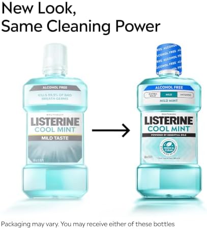 Listerine Cool Mint Alcohol Free Mouthwash, Mild Mint, 33.8 fl. oz/1 L
