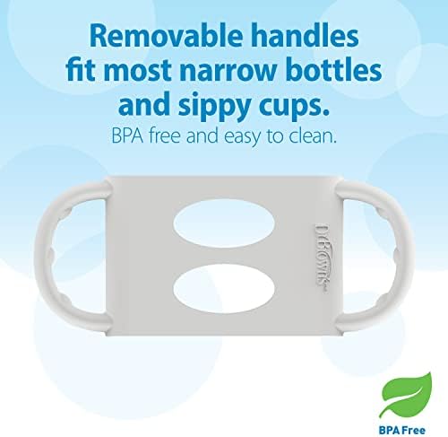 Dr. Brown's Wide-Neck Sippy Spout Bottle with Handles, Blue & Gray, 2-Pack