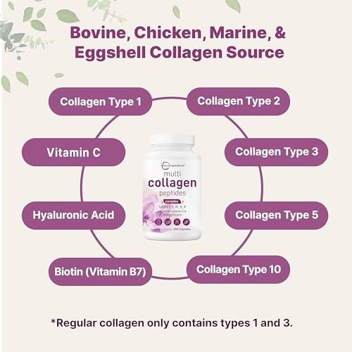 Micro Ingredients Multi Collagen Peptides Pills, 240 Capsules