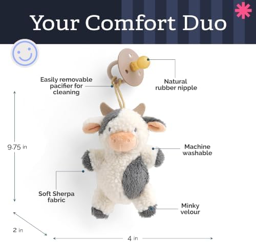 Itzy Ritzy Pacifier & Lovey Set - Natural Rubber Pacifier with Plush Cow