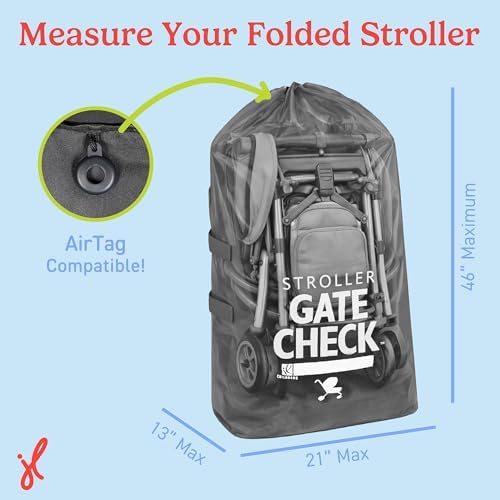 J.L. Childress Gate Check Travel Bag for Single & Double Strollers, Black