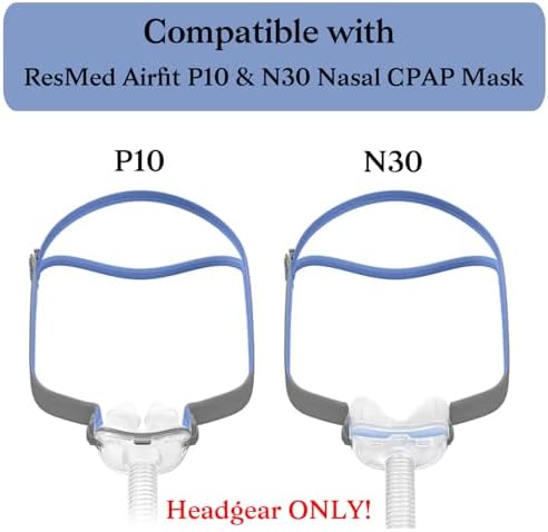 Tegneo Airfit P10 Headgear Strap, Latest Version Replacement Headgear Compatible with Airfit P10 & Airfit N30 CPAP Supplies, Quick-fit Design, Soft Elastic Material, 2-Pack