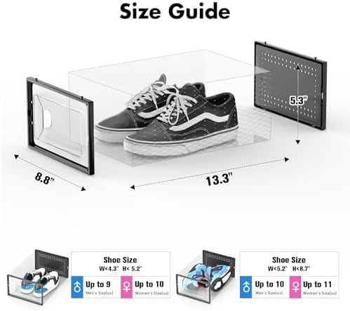 Foluck 15 Pack Shoe Storage Organizer Box Container Clear Plastic Stackable