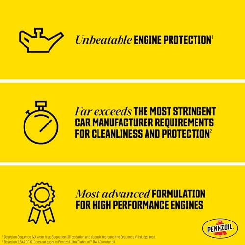 Pennzoil Ultra Platinum Full Synthetic 0W-40 Motor Oil, 1 Quart (6 Pack)
