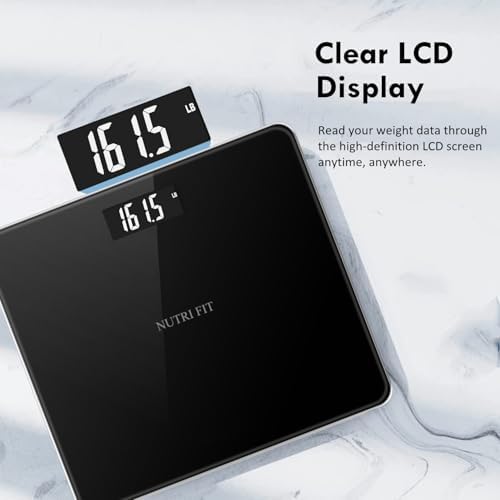 NUTRI FIT Digital Bathroom Scale for Body Weight 0.1lb with 2 AAA Batteries