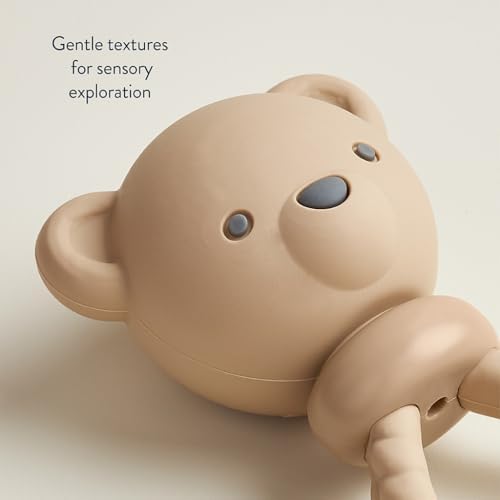 Itzy Ritzy Silicone Rattle Toy, Teething Toy with Soft Jingle Sound (Bear)