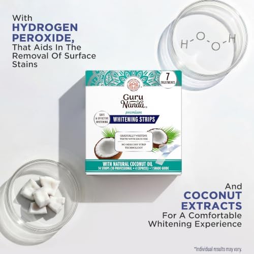 GuruNanda Teeth Whitening Strips - 4X Whiter Teeth, 7-Day Whitening Kit