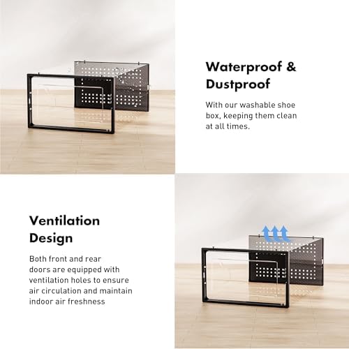 Foluck 15 Pack Shoe Storage Organizer Box Container Clear Plastic Stackable