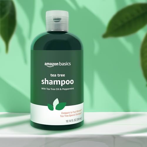 Amazon Basics Tea Tree Oil Shampoo for Hair, with Peppermint, 10.14 fl oz, Pack of 1