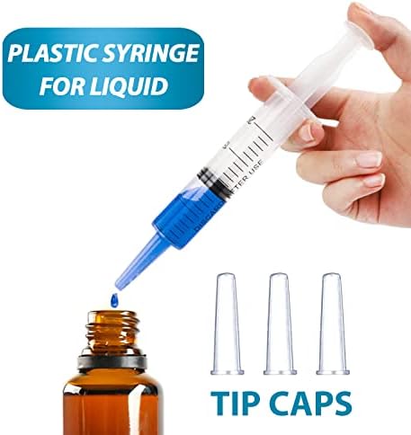 20ml Syringe for Liquid, Oral, Scientific Labs, Measurement, Dispensing, with Cap- 3 Pack 20ml Syringes