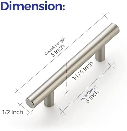 Ravinte Cabinet Handles, Brushed Nickel,5" Length,3" Hole Center,30 Pack