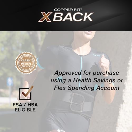 Copper Fit X-Back Brace for Lower Back Pain, Lumbar Support, Herniated Disc, Sciatica, Arthritis – Adjustable, Breathable Design - for Men and Women (Large/XLarge)