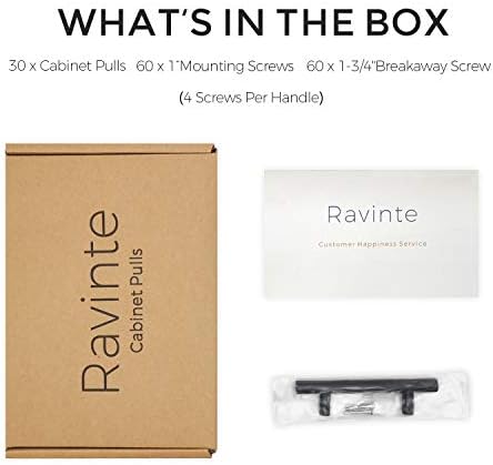 Ravinte Cabinet Handles,5" Length,3" Hole Center,Matte Black,30 Pack