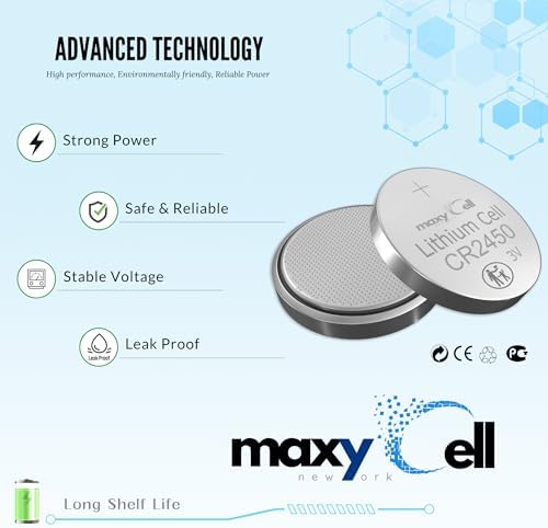 2450 CR2450 Lithium Coin Cell Battery 3V High-Capacity Long-Lasting Reliable Power for Watches, Key Fobs, Fitness Trackers, Medical Devices, Thermometers, Leak-Proof Design DL2450 (6 Pack)