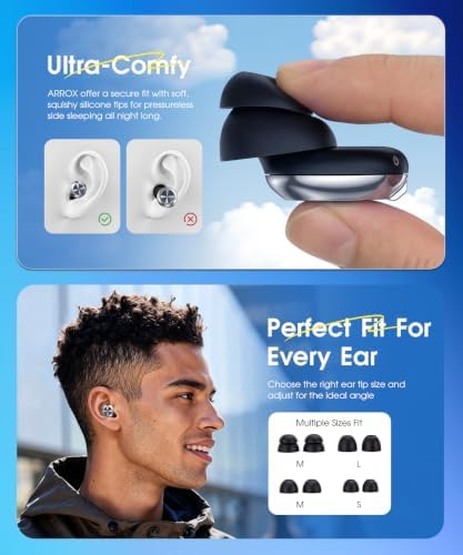 ARROX Adjustable Ear Plugs for Sleeping, 3 Noise Relief Modes (13-45 dB), Double-Layer Ultra-Soft Silicone Earplugs, Reusable Ear plugs for Concerts, Deep Focus, Side Sleepers & Travel, 4 Size Eartips