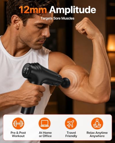 Massage Gun, 30 Speeds, 6 Heads, Quiet Deep Tissue Muscle Massager
