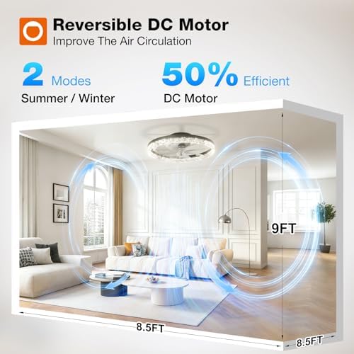 addlon 20" Ceiling Fans with Lights and Remote, Low Profile Fandelier