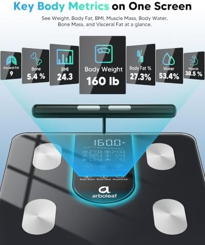 arboleaf Smart Scale for Body Weight, Dual-Frequency 8-Electrode BIA