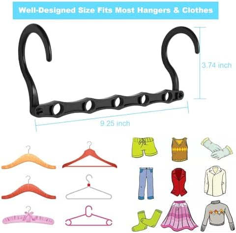 10 Pack Space Saving Hangers Closet Organizer & Storage for Clothes, Black