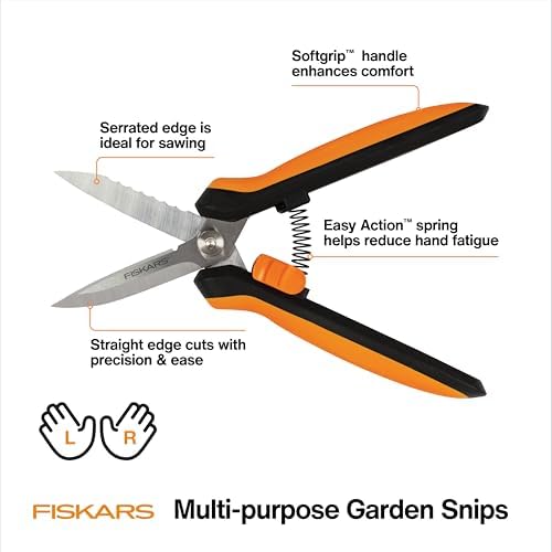 Fiskars 8" SoftGrip Pruning Shears, Multipurpose Garden Snips with Sheath