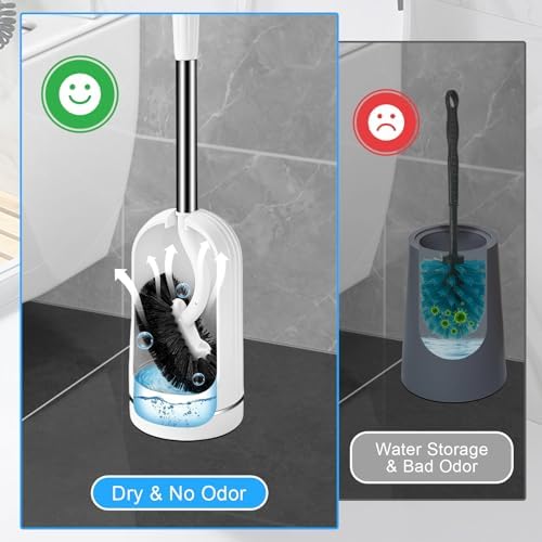 AONEZ Toilet Brush and Holder Set, Deep Under-Rim Cleaning, Vented Holder