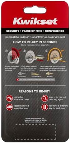 Kwikset SmartKey Re-Key Kit for Kwikset SmartKey Locks Only, DIY Rekey Tool Set, Easy Key Reset, Not Compatible with Non-SmartKey Locks