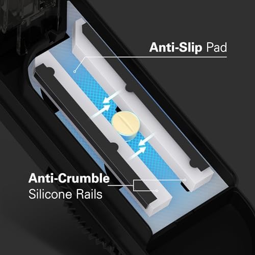 ONE PIX Pill Cutter Splitter for Small and Tiny Pills, Multiple Pill Splitter with Centering Device & Hidden Blade, Adjustable Tablet Cutter for Large Pills, Seniors, Pets, Grey