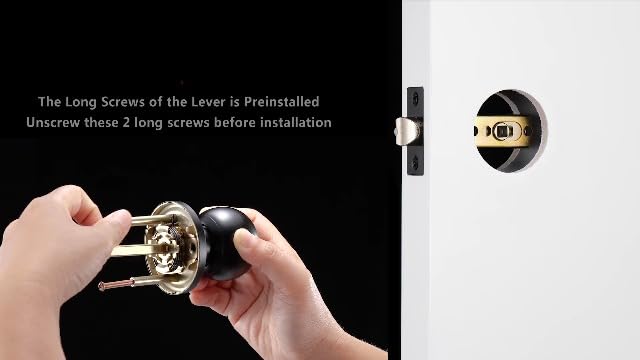 Lanwandeng Matte Black Door Knobs with Lock and Keys, Interior/Exterior Door Knob for Bedroom or Bathroom, Entry Door Lock