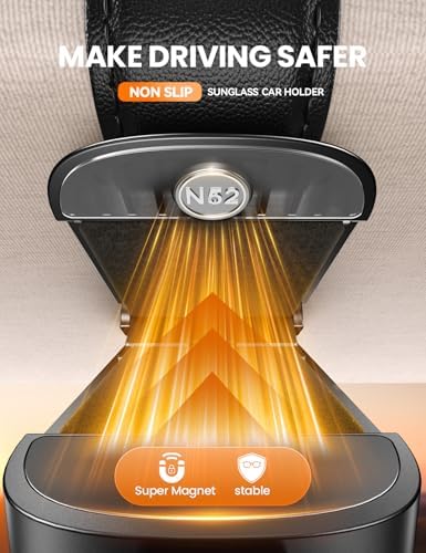 JOYROOM Magnetic Leather Sunglass Holder for Car Visor - Black