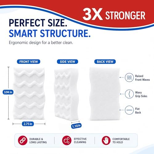 3X Density Magic Sponge Eraser, 20 Pack Cleaning Sponge for Kitchen & Bath